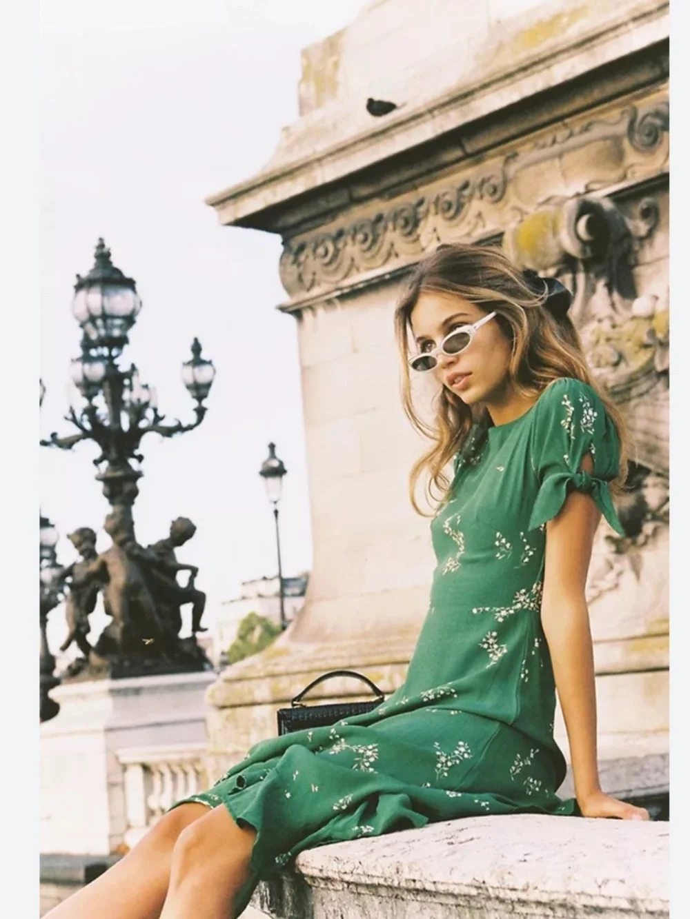 Faithfull The Brand Emilia Midi Dress Myrtille Floral Print Green L - Picture 12 of 12